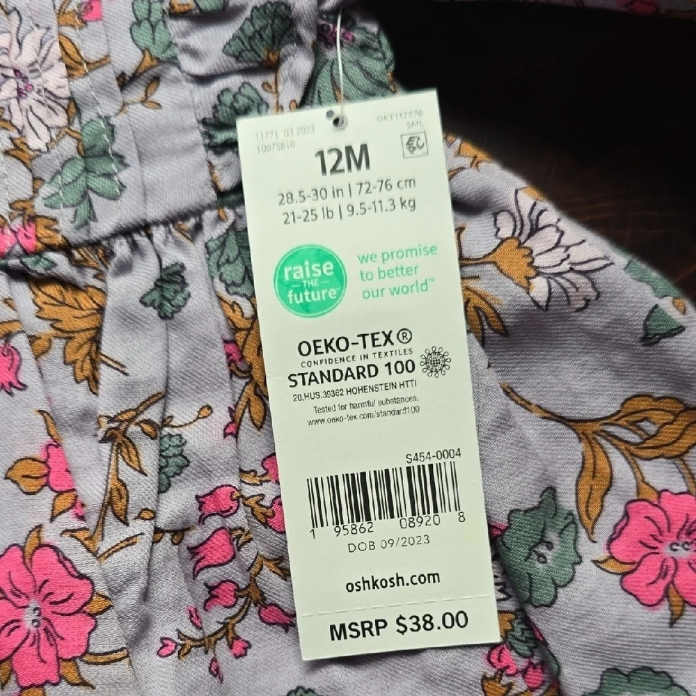 ​NWT Baby B'gosh Floral Ruffle Long Sleeve Dress - 12M